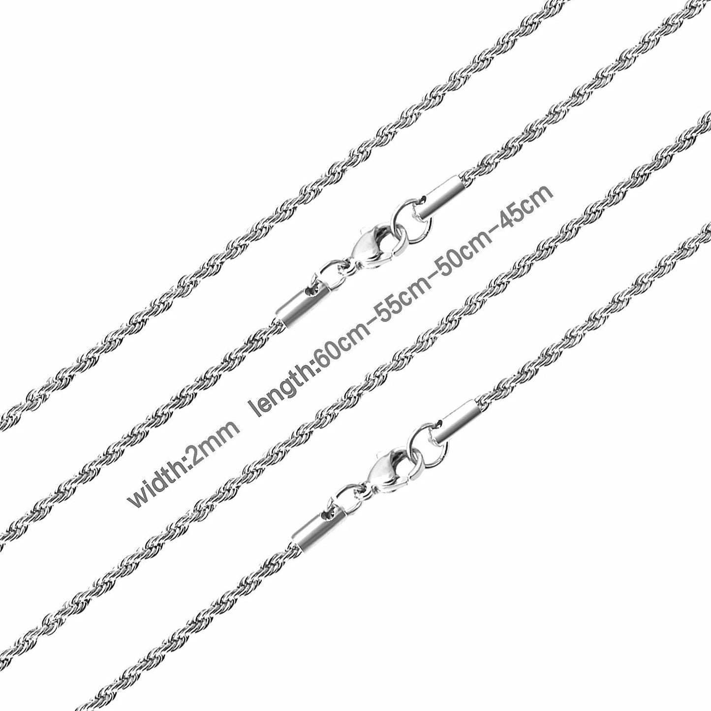 Luxury Rope Chain Necklace for Women -2mm/3mm/4mm/5mm Stainless Steel Twist Choker, Waterproof & Tarnish - Resistant