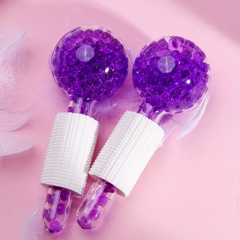 2pcs Ice Globes for Facials - Cooling LCE Glass Massage Balls for Face & Eyes - Puffiness, Tightening, Anti-Aging Skincare Tools