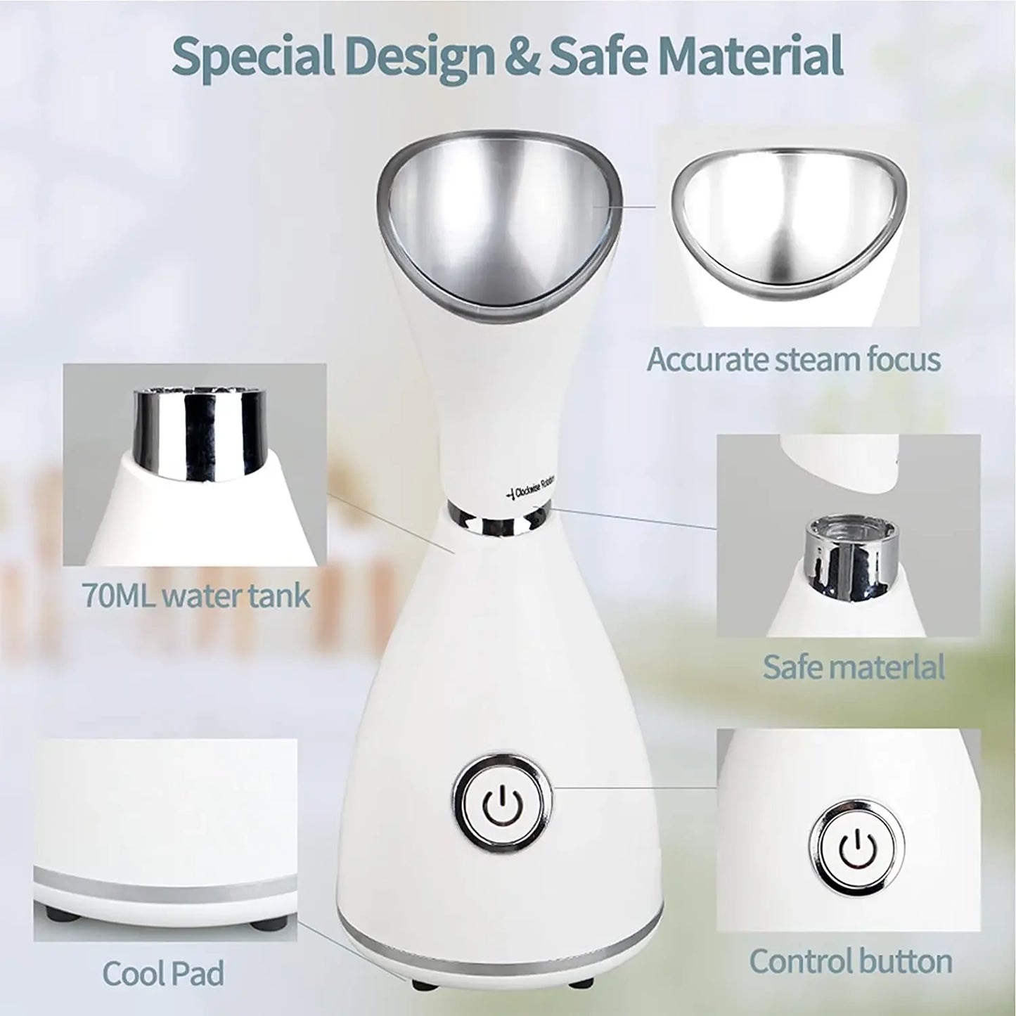 Mini Nano Ionic Facial Steamer - Hydrating Mist Sprayer for Glowing Skin On the Go