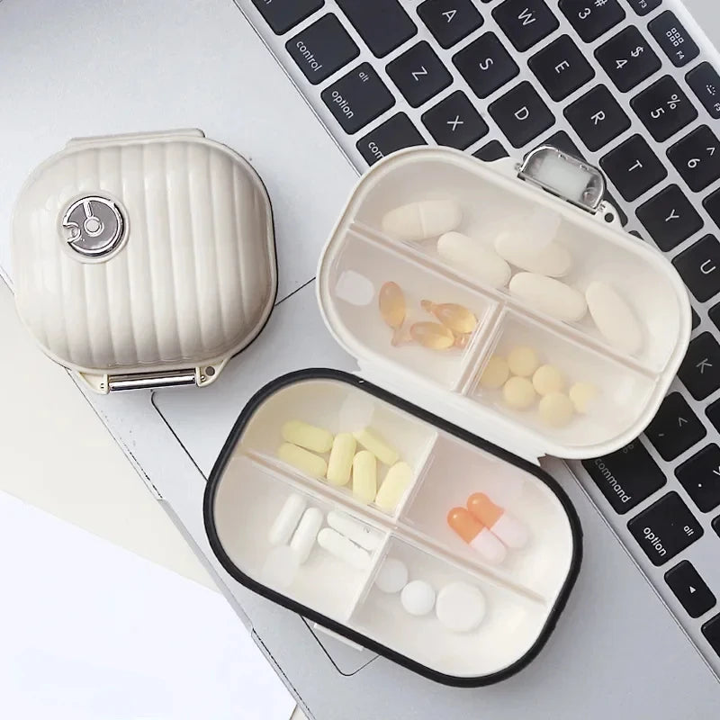 Mini Pill Box Organizer - 7-Compartment Travel Medicine Case for Vitamins, Supplements & Medication