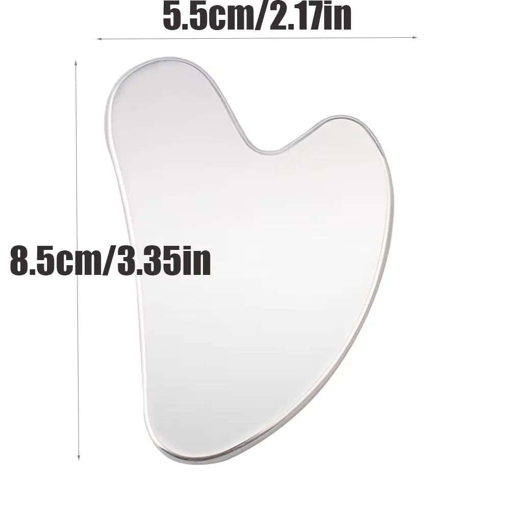 Stainless Steel Gua Sha Facial Tool - Silver Beauty Board for Skin Lifting, Sculpting & Massage / Natural Skincare Massage Tool