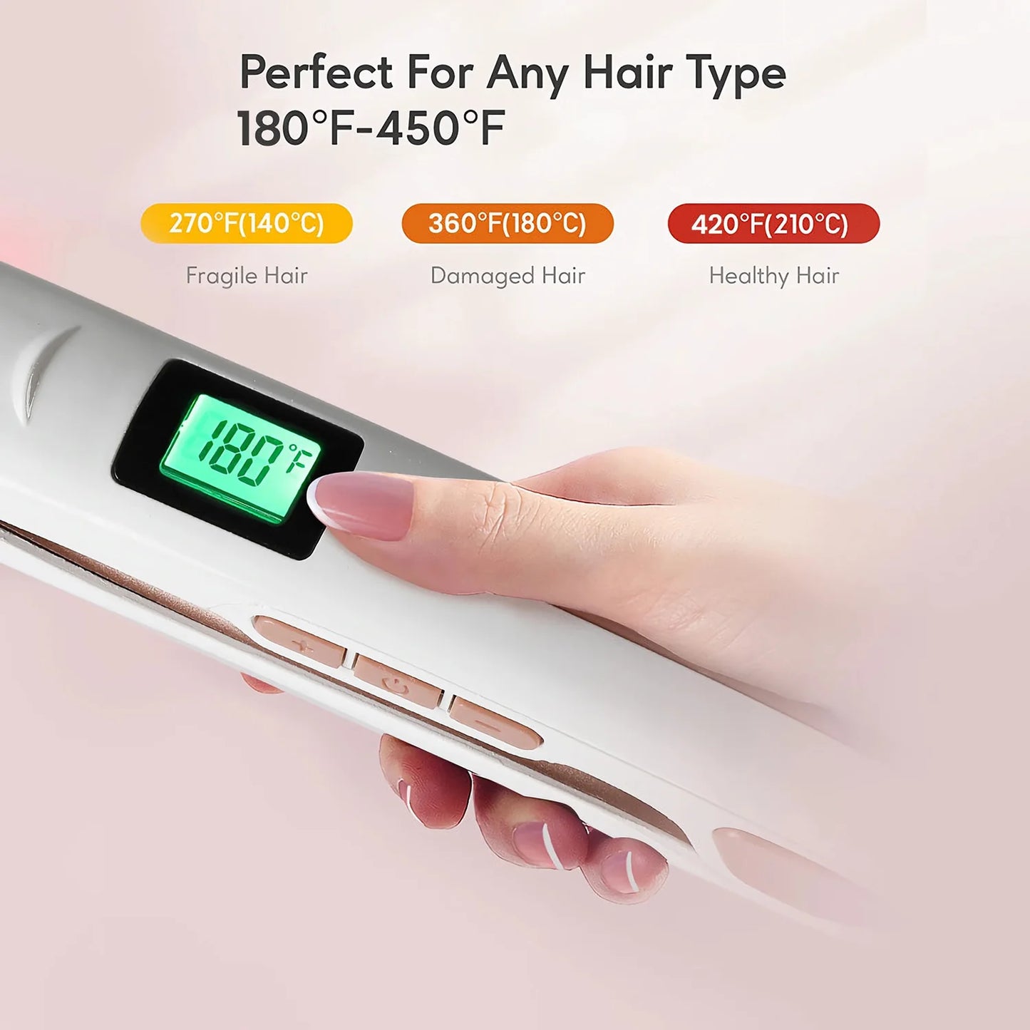 Professional Titanium Flat Iron Hair Straightener - Dual Voltage with Digital LCD Display, High- Heat Titanium Plates for Salon & Home Use