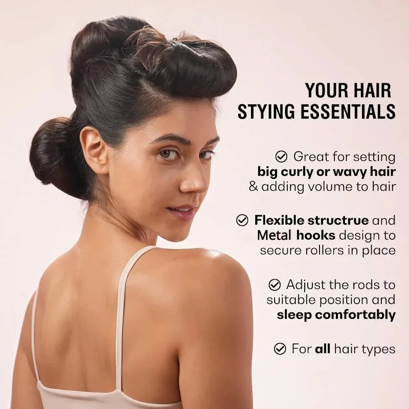 3 PCS Heatless Curling Rod Set - No Heat Blowout Rollers for Overnight Curls & Lazy Hair Styling