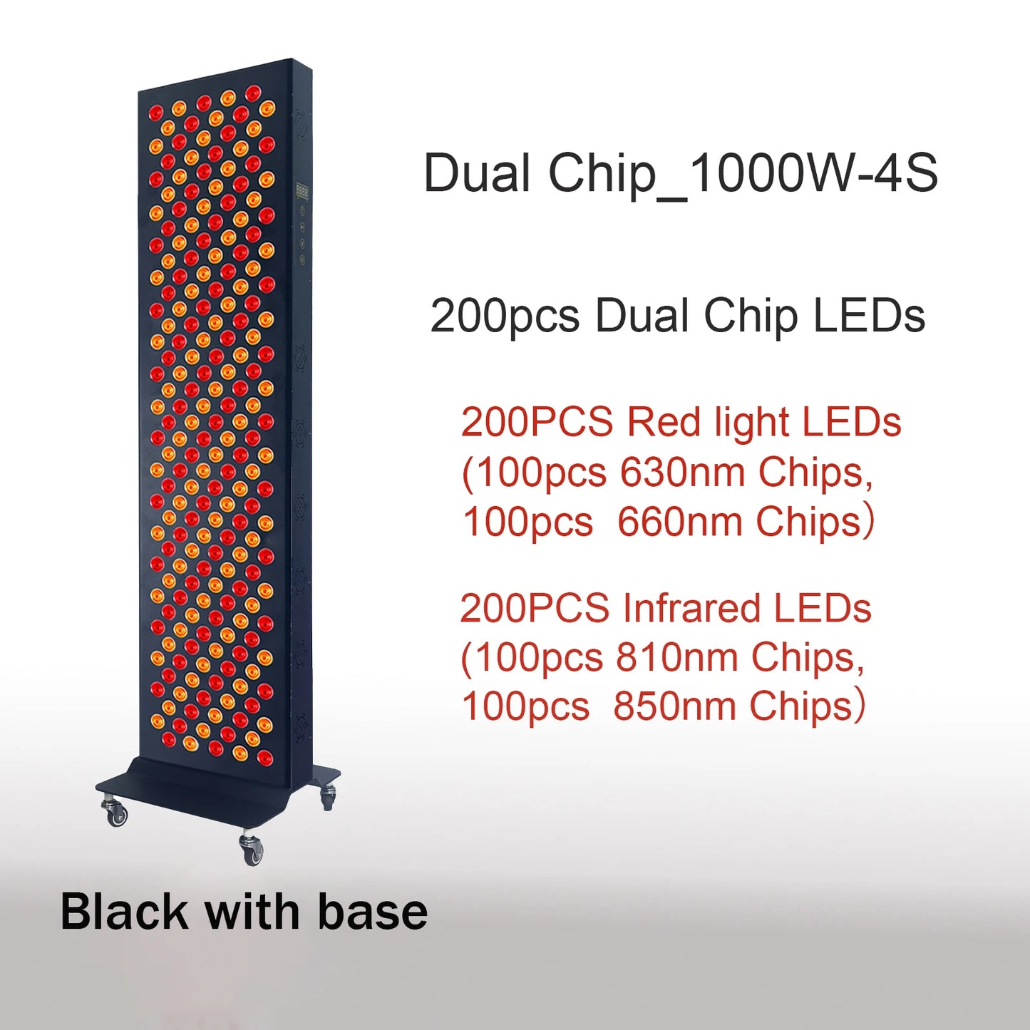 Dual Chip Red Light Therapy Panel - 630nm, 660nm, 810nm 850nm Infrared LED for Face & Body Rejuvenation