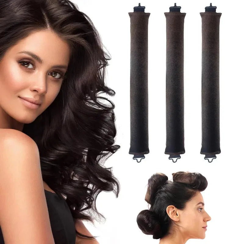 3 PCS Heatless Curling Rod Set - No Heat Blowout Rollers for Overnight Curls & Lazy Hair Styling