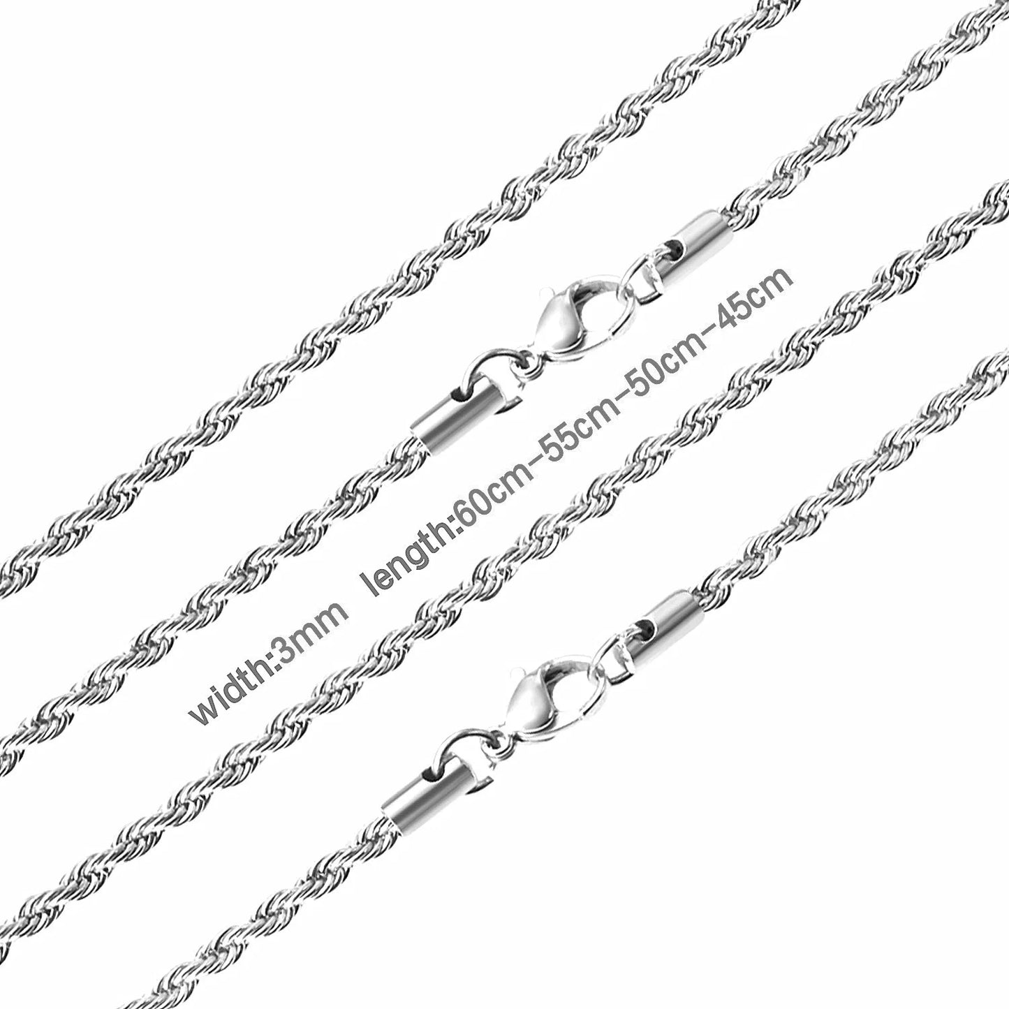 Luxury Rope Chain Necklace for Women -2mm/3mm/4mm/5mm Stainless Steel Twist Choker, Waterproof & Tarnish - Resistant