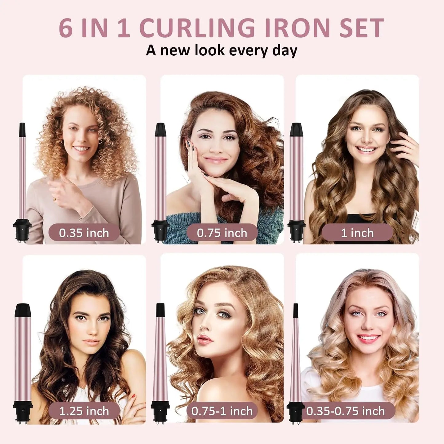 10 Piece Styling System 1.5" Heated Round Thermal Curling Styler with Detachable Heads for Smooth Blowouts & Voluminous Curls