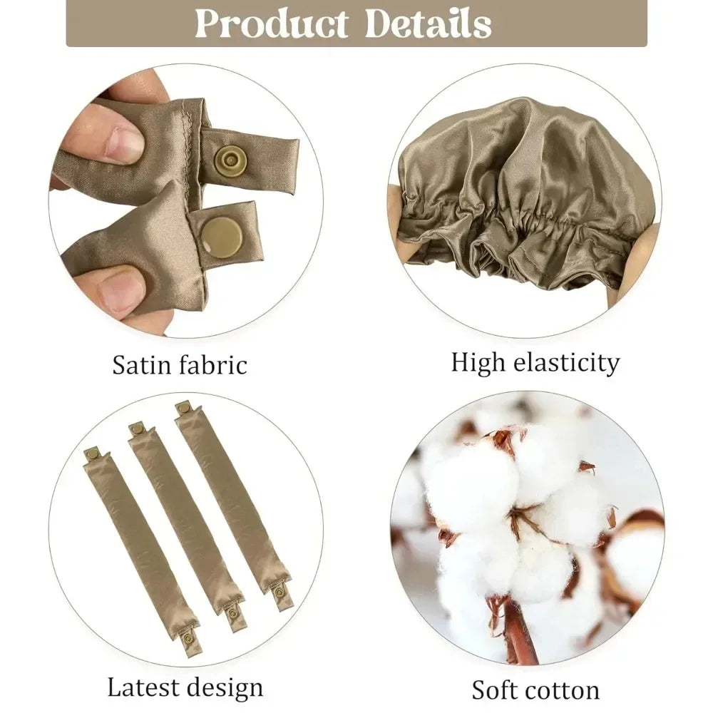 Mini Heatless Silk Curling Rods with Matching Mini Bonnets - No - Heat Curling Set for Kids & Short Hair