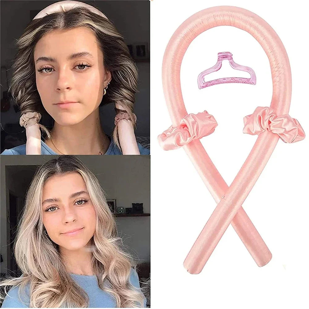 No Heat Silk Curling Rod Headband - Heatless Hair Curlers Ribbon for Soft Overnight Curls / Lazy Hair Styling Tool for Women