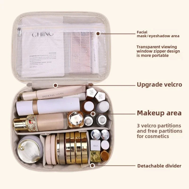 Women's Luxury Makeup Bag - Large Capacity Travel Cosmetic Organizer, Portable Toiletry Storage for Beauty Essentials