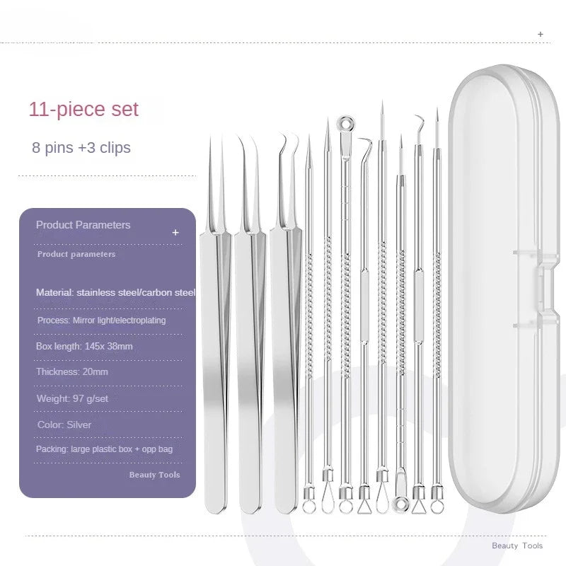 11-Piece Blackhead & Blemish Removal Tool Set - Acne Extractor Kit for Clear, Smooth Skin