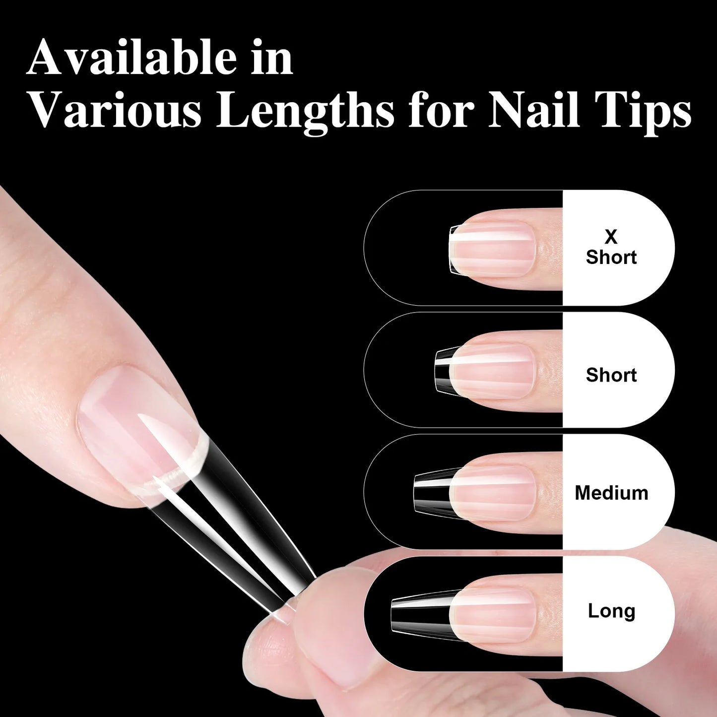 16 Sizes Soft Gel Nail Tips - Curved Full Cover French Almond & Coffin Shapes ? Press-On Fake Nail Extensions for DIY Manicure