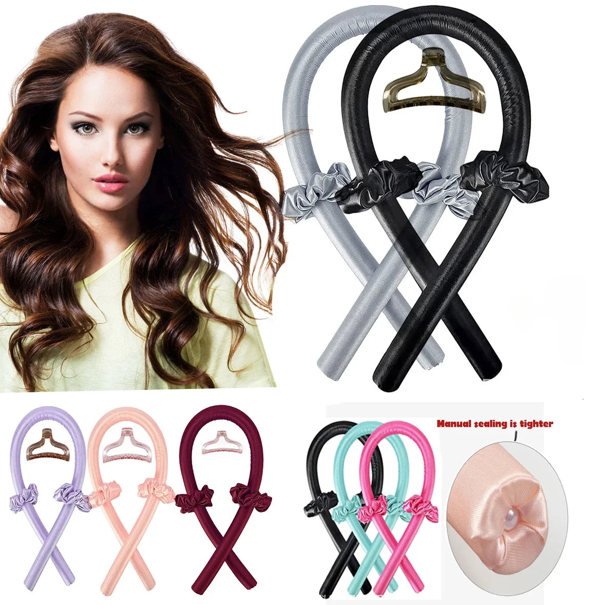 No Heat Silk Curling Rod Headband - Heatless Hair Curlers Ribbon for Soft Overnight Curls / Lazy Hair Styling Tool for Women