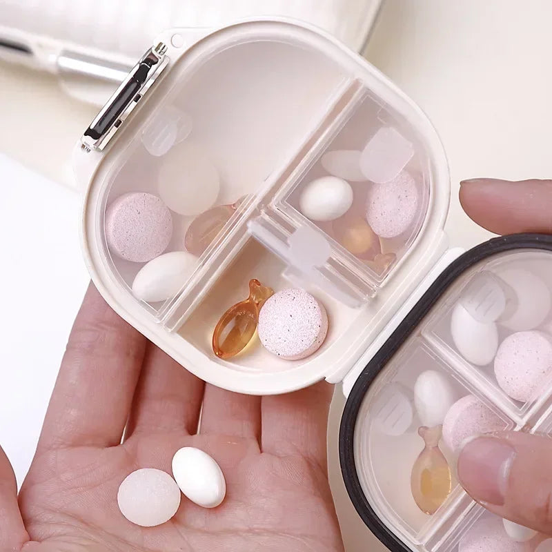 Mini Pill Box Organizer - 7-Compartment Travel Medicine Case for Vitamins, Supplements & Medication
