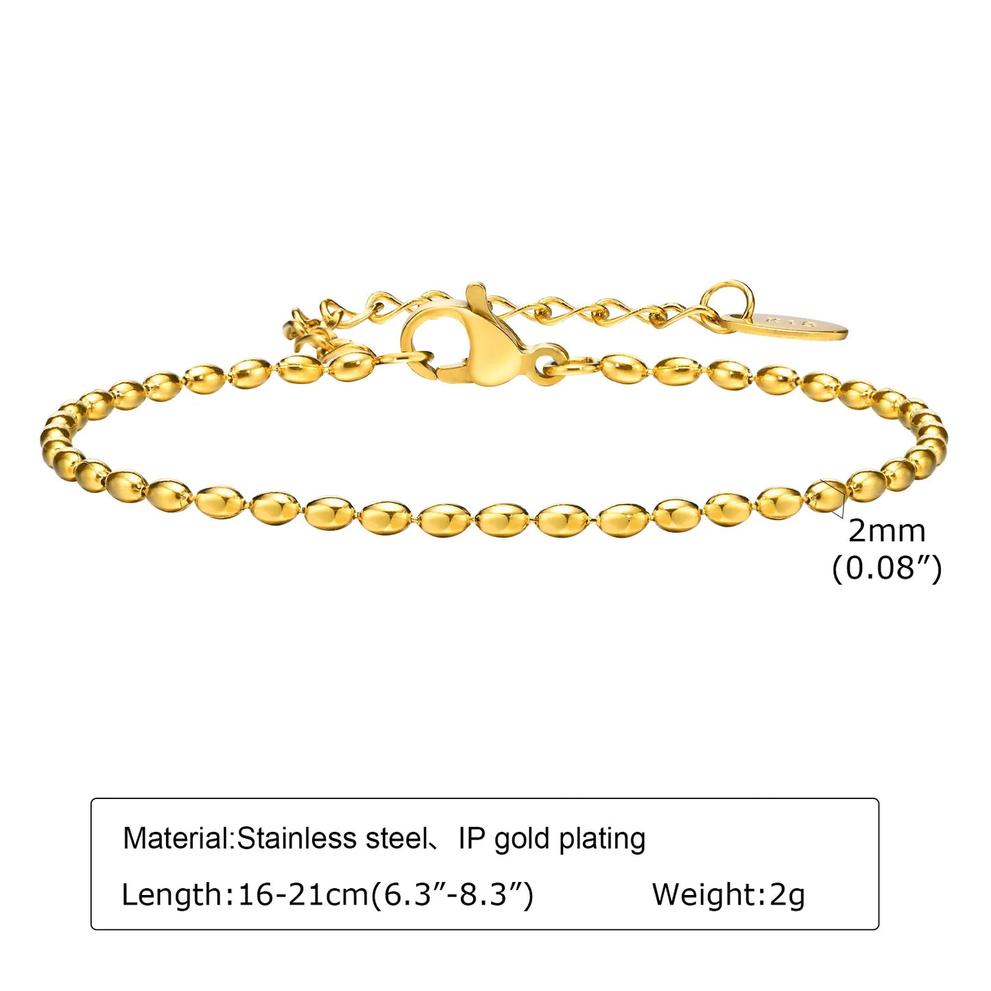 18K Gold Plated Stainless Steel Thin Link Bracelet - Waterproof & Tarnish-Resistant Women's Wrist Chain Jewelry