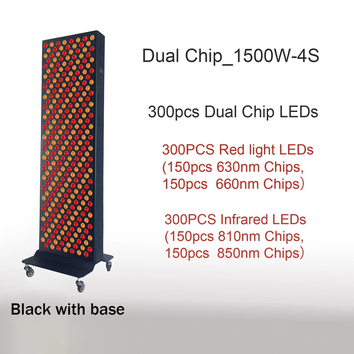 Dual Chip Red Light Therapy Panel - 630nm, 660nm, 810nm 850nm Infrared LED for Face & Body Rejuvenation
