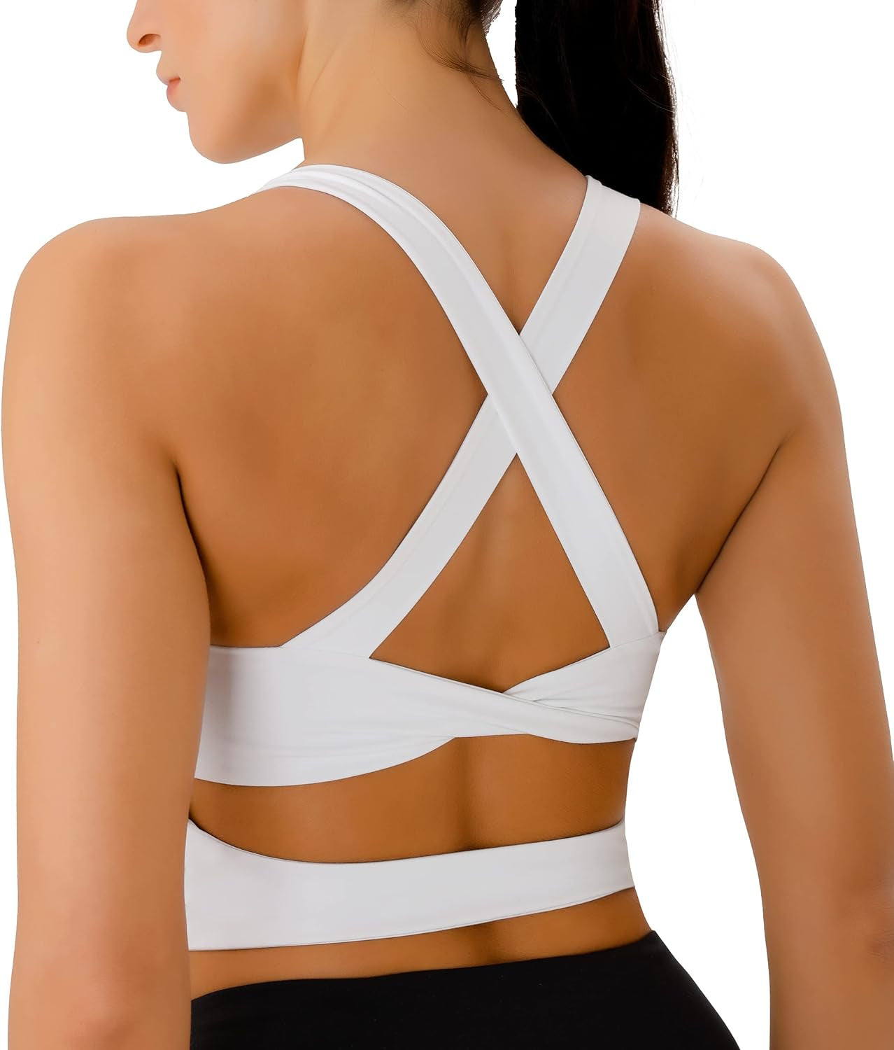 Sports Bras for Women Criss-Cross Back Padded Workout Tank Tops Medium Support Crop Tops 