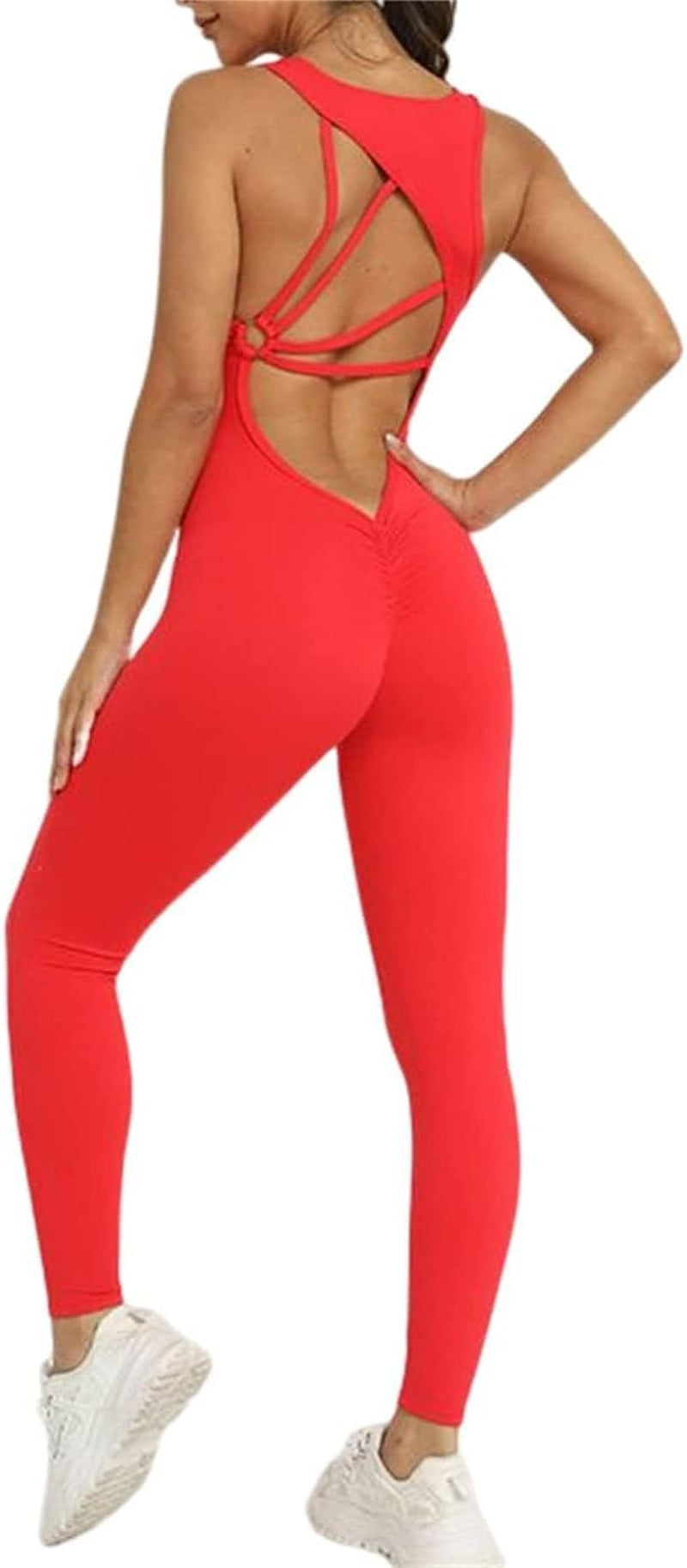 Women's V-Neck Athletic Jumpsuit: Tummy Control, Backless Design, and Butt Lift Cutouts for ultimate fitness style