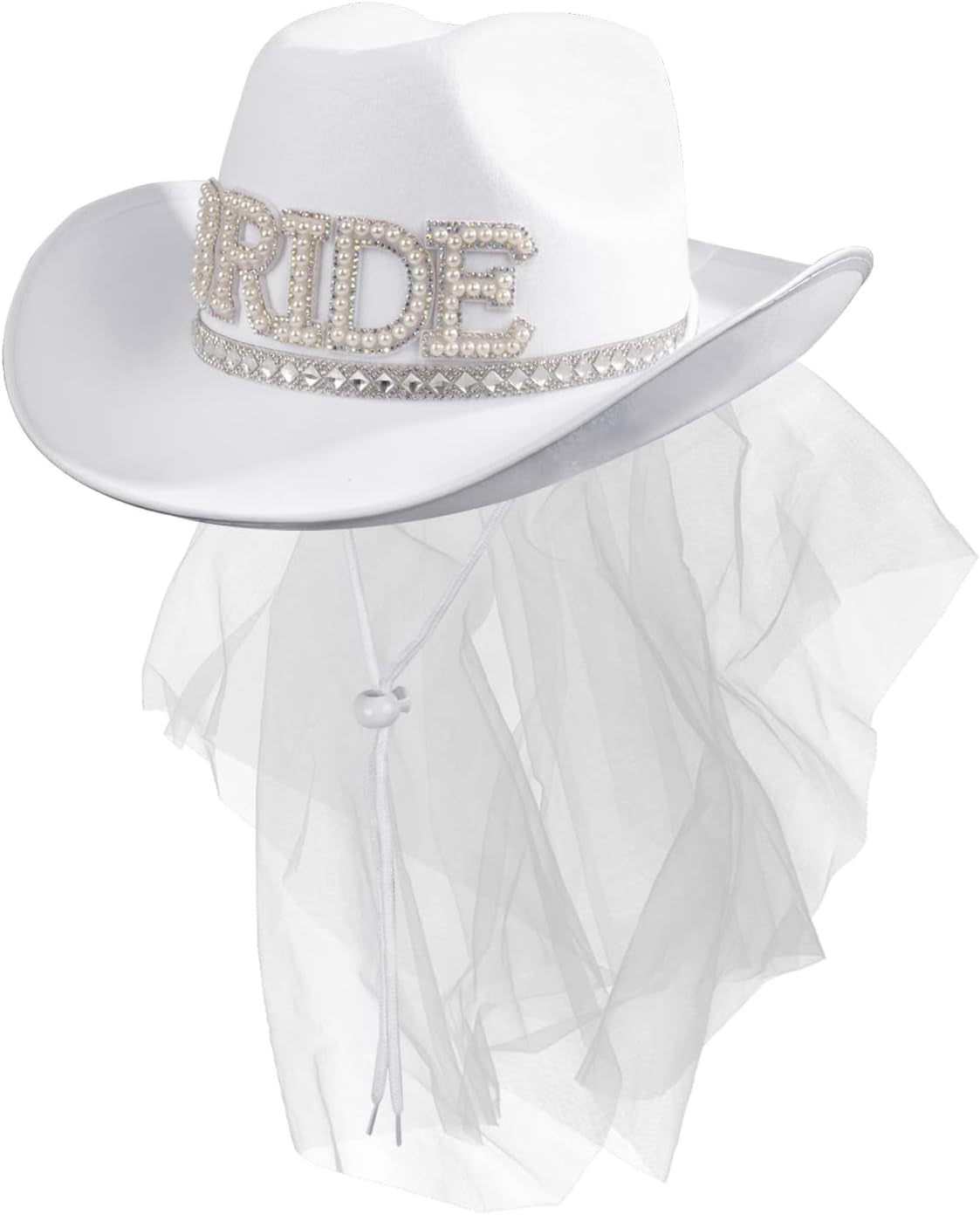 Cowboy Hat with Veil Bachelorette Party, White Cowgirl Hat Wedding, Bridal Shower Decoration, Bride to Be Gift