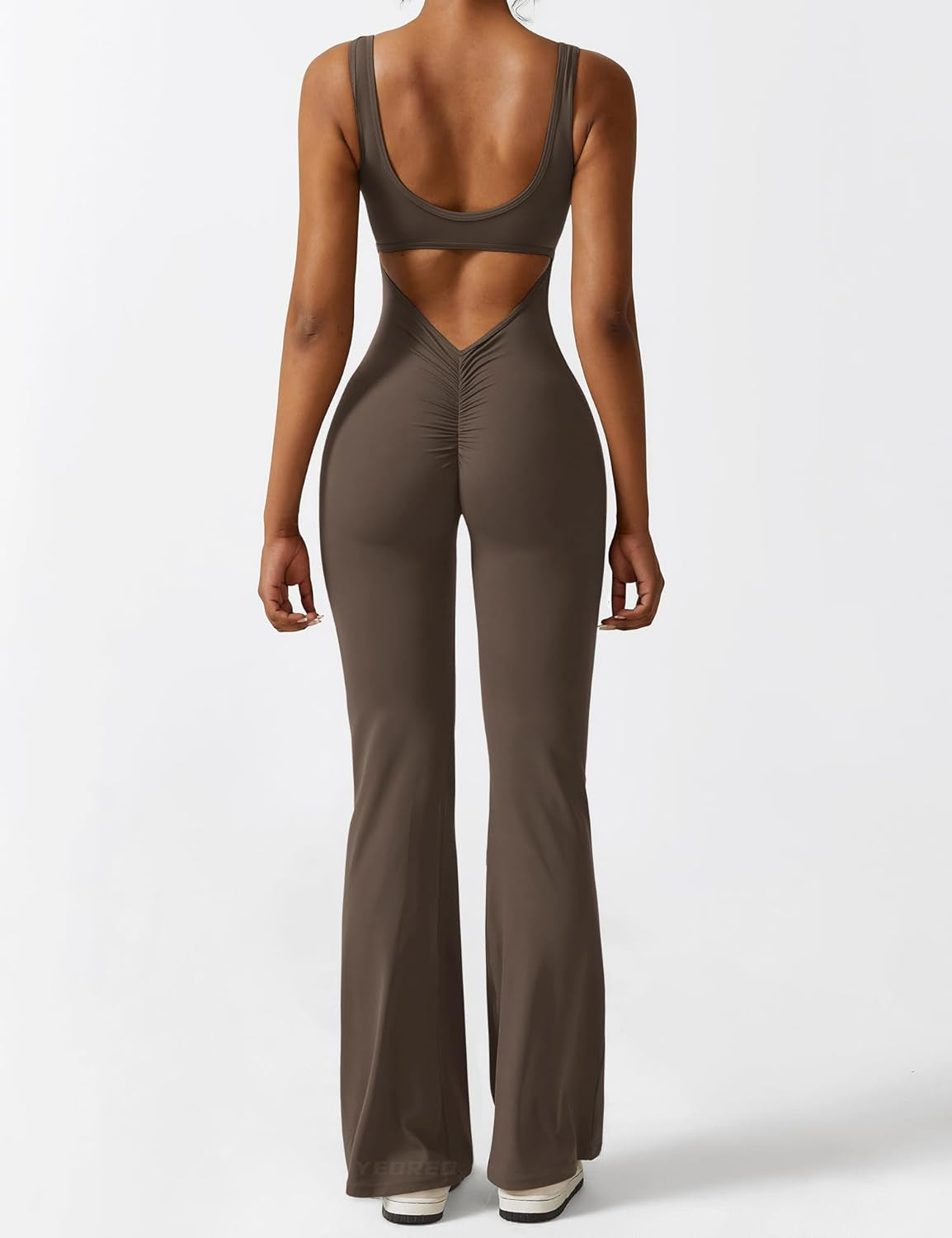 Show off Your Curves: Women's Flare Jumpsuit with Backless Design & Butt Lift