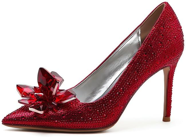 Women's Crystal Rhinestone Poined Toe Pumps Clear Stiletto High Heels