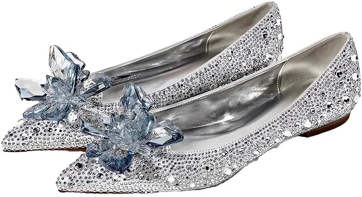 Women's Crystal Rhinestone Poined Toe Pumps Clear Stiletto High Heels