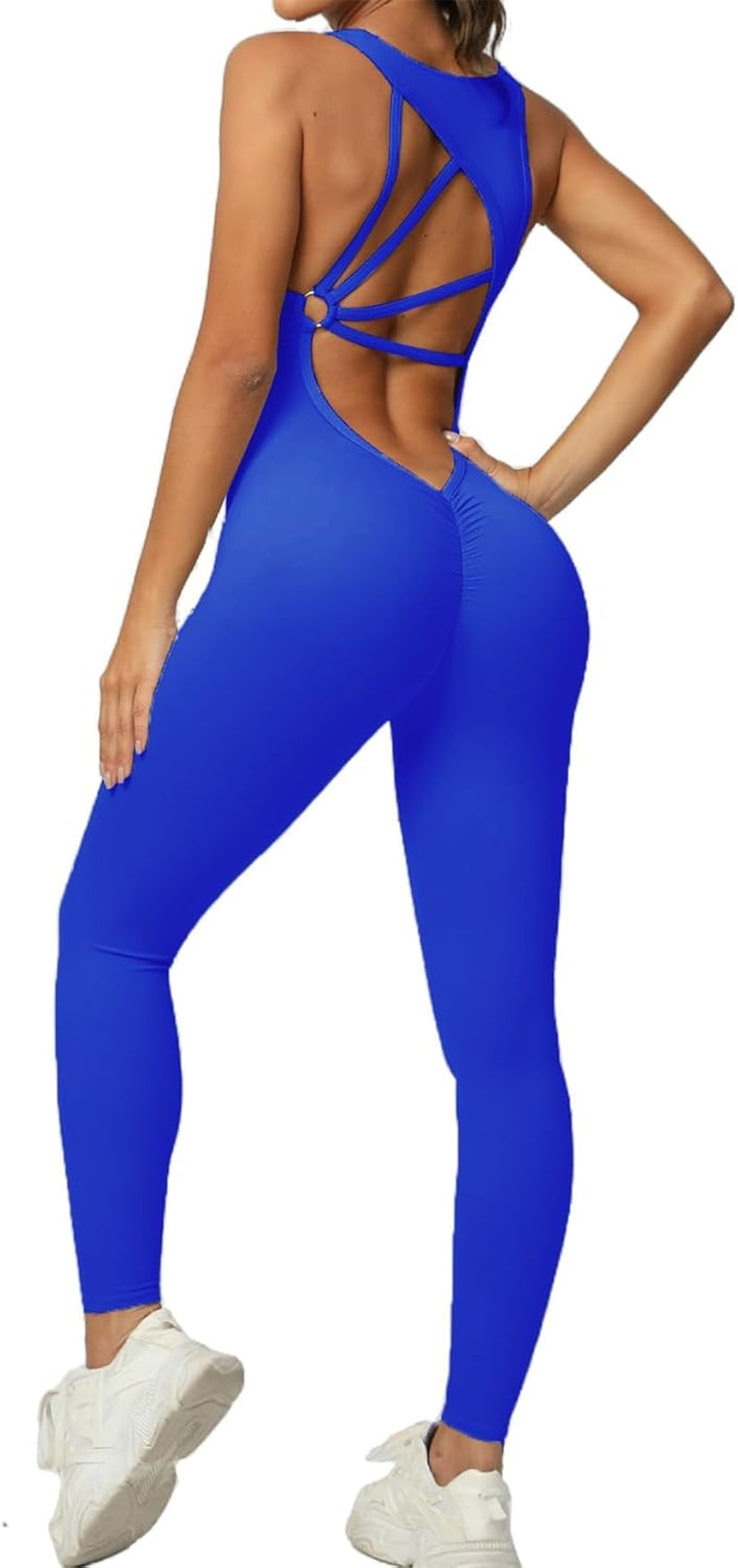 Women's V-Neck Athletic Jumpsuit: Tummy Control, Backless Design, and Butt Lift Cutouts for ultimate fitness style