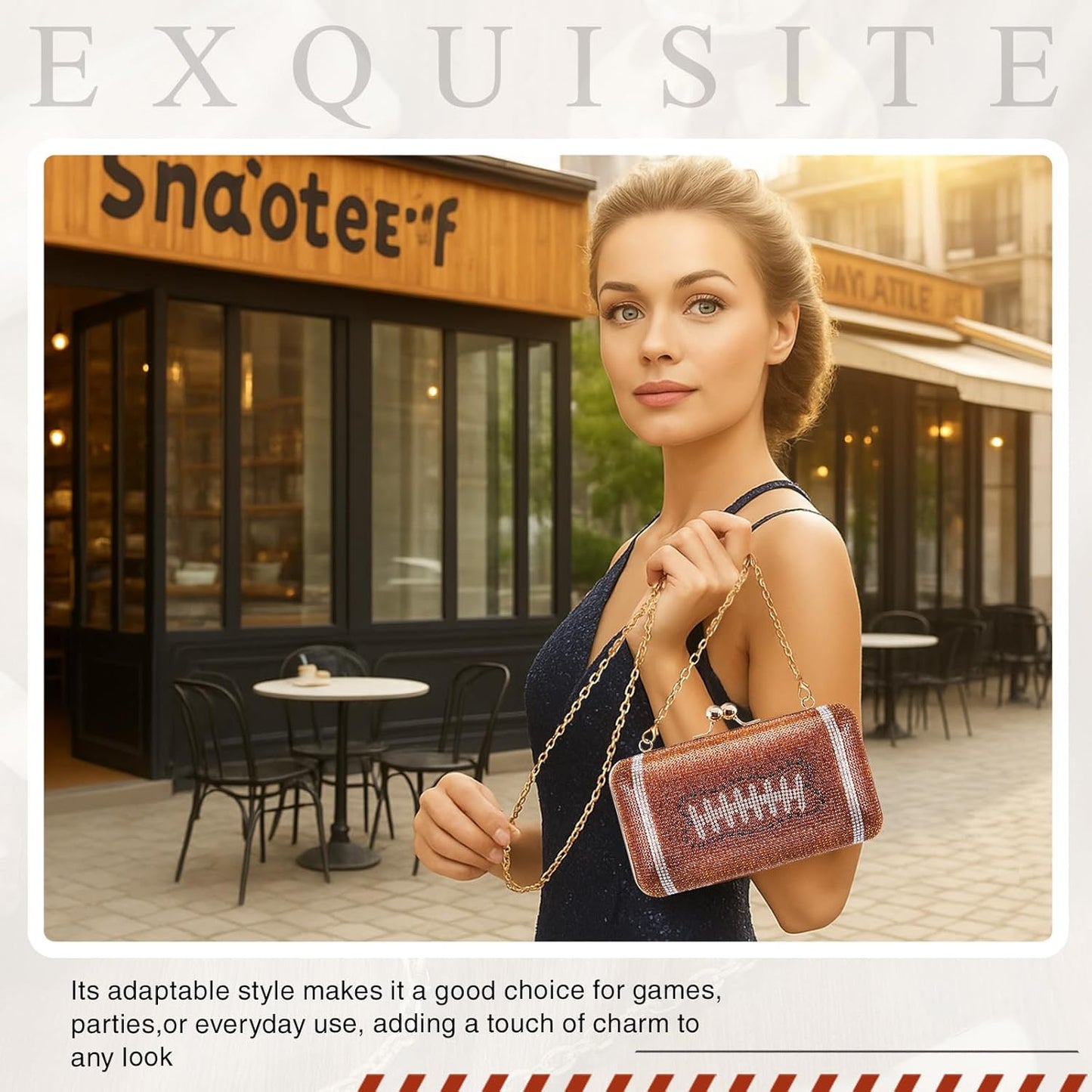 Rhinestone Evening Bag Sparkling Clutch for Sport Lover Gift Women Glitter Luxury Purse for Weddings Formal