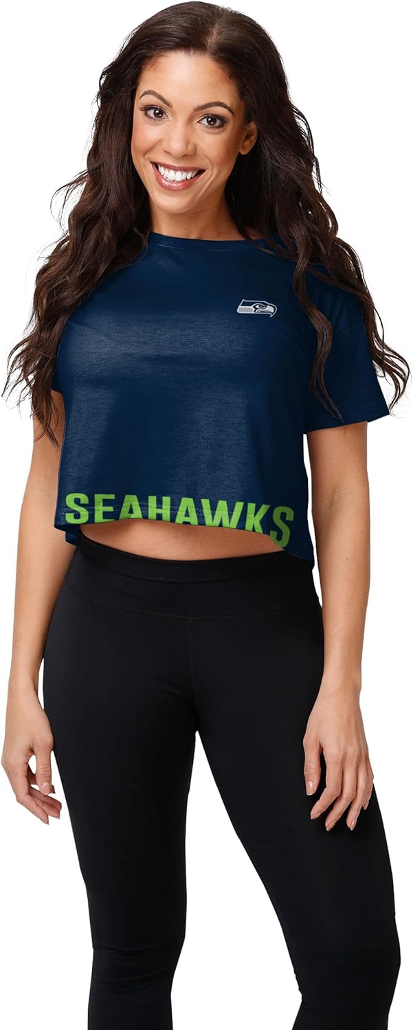 Women's NFL Team Logo Ladies Bottom Line Fashion Crop Top Shirt