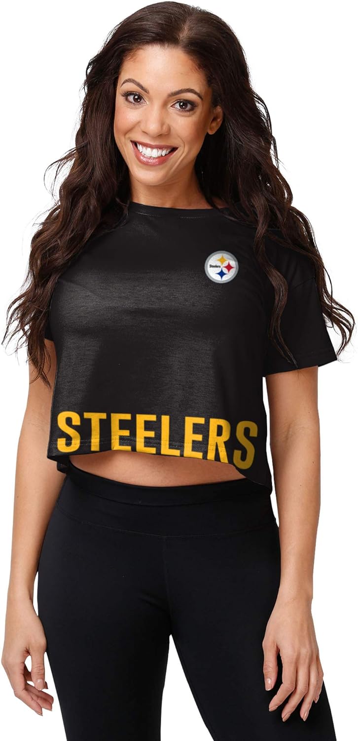 Women's NFL Team Logo Ladies Bottom Line Fashion Crop Top Shirt