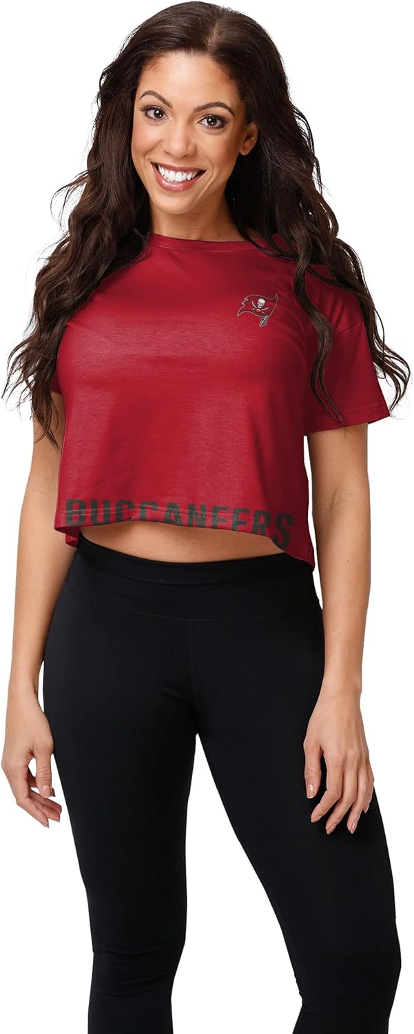 Women's NFL Team Logo Ladies Bottom Line Fashion Crop Top Shirt