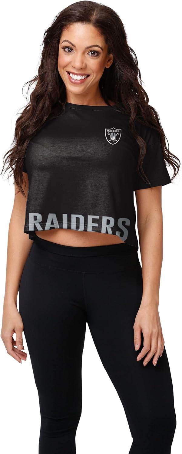 Women's NFL Team Logo Ladies Bottom Line Fashion Crop Top Shirt