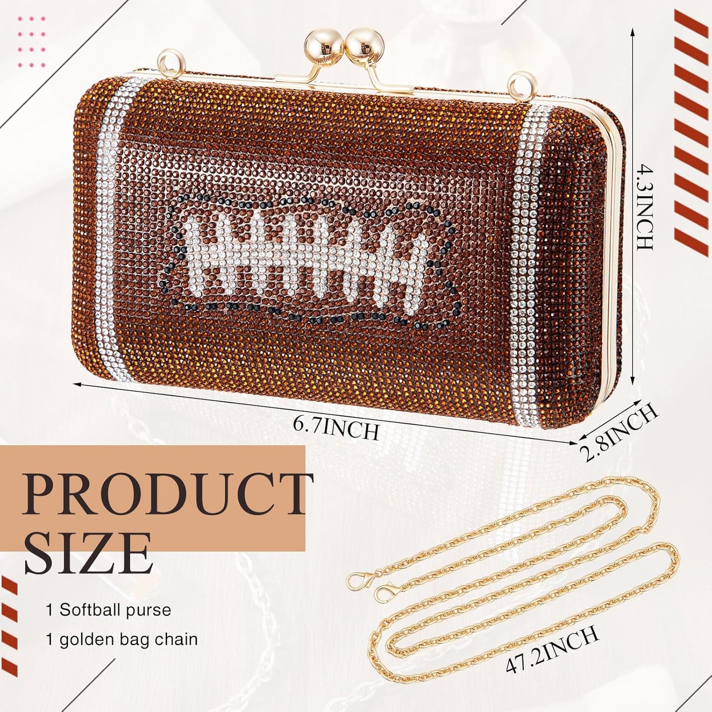 Rhinestone Evening Bag Sparkling Clutch for Sport Lover Gift Women Glitter Luxury Purse for Weddings Formal