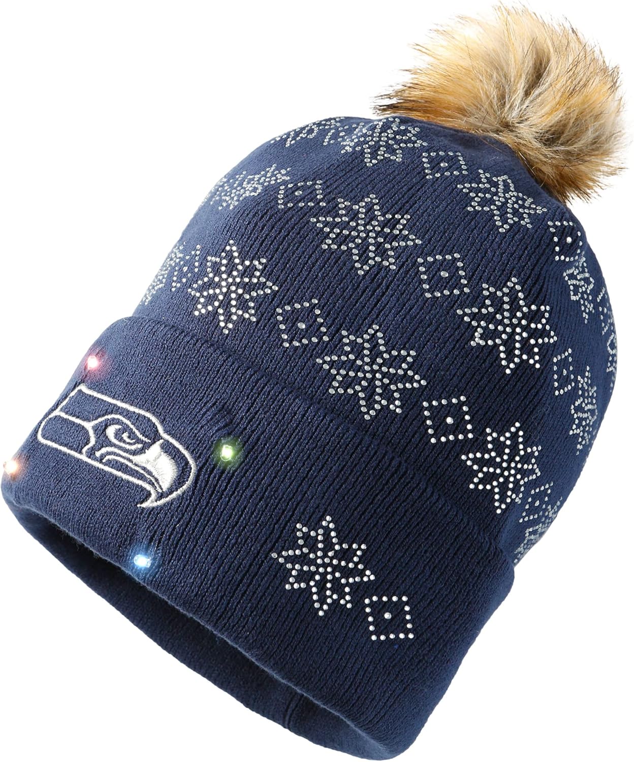 Women's NFL Team Logo Ladies Light up Skull Winter Knit Cap Beanie Hat