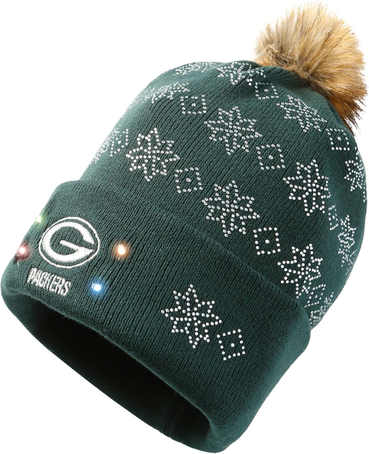 Women's NFL Team Logo Ladies Light up Skull Winter Knit Cap Beanie Hat
