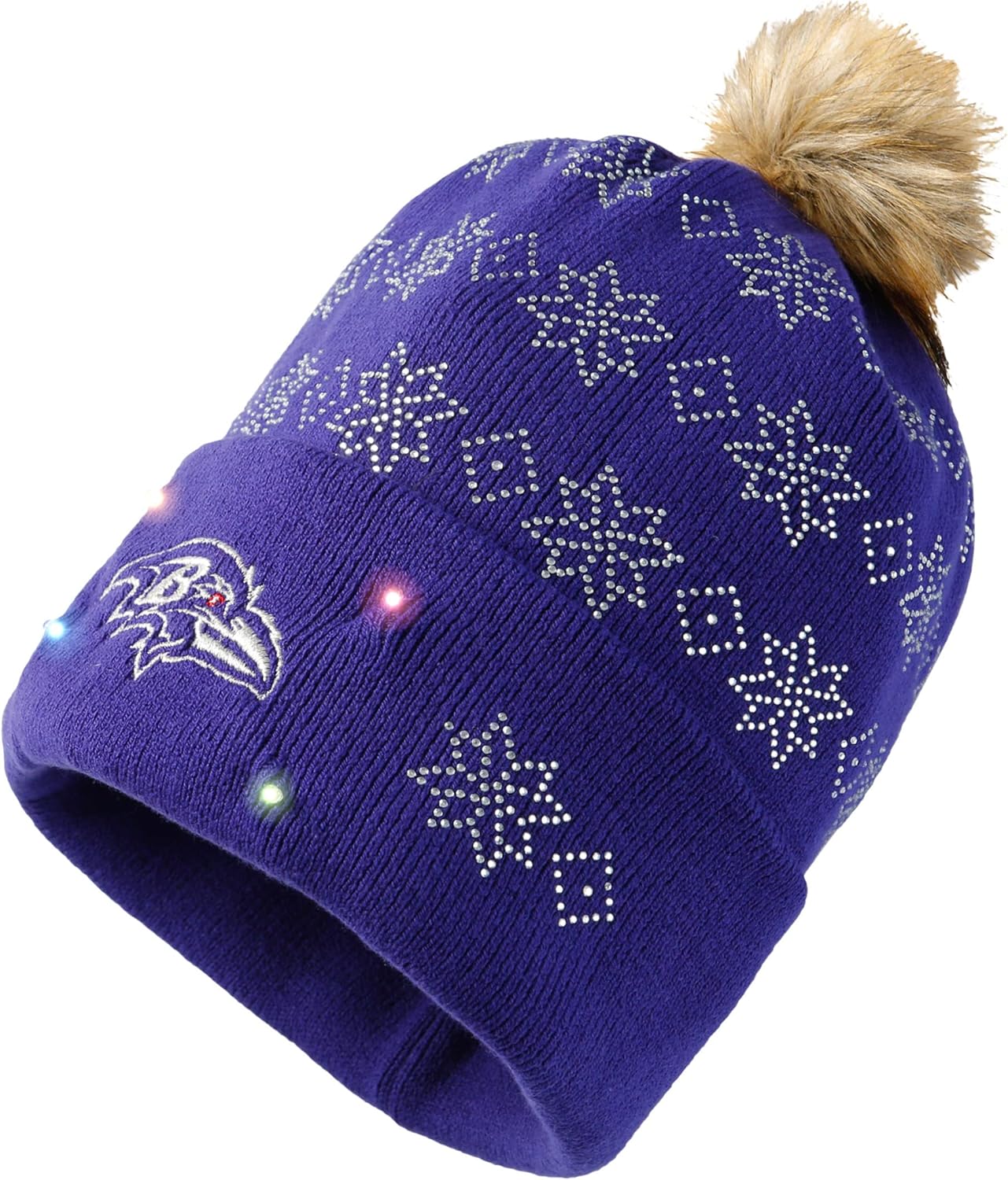 Women's NFL Team Logo Ladies Light up Skull Winter Knit Cap Beanie Hat