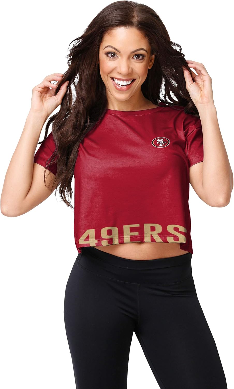 Women's NFL Team Logo Ladies Bottom Line Fashion Crop Top Shirt