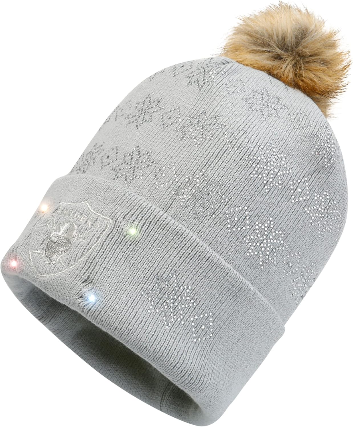 Women's NFL Team Logo Ladies Light up Skull Winter Knit Cap Beanie Hat