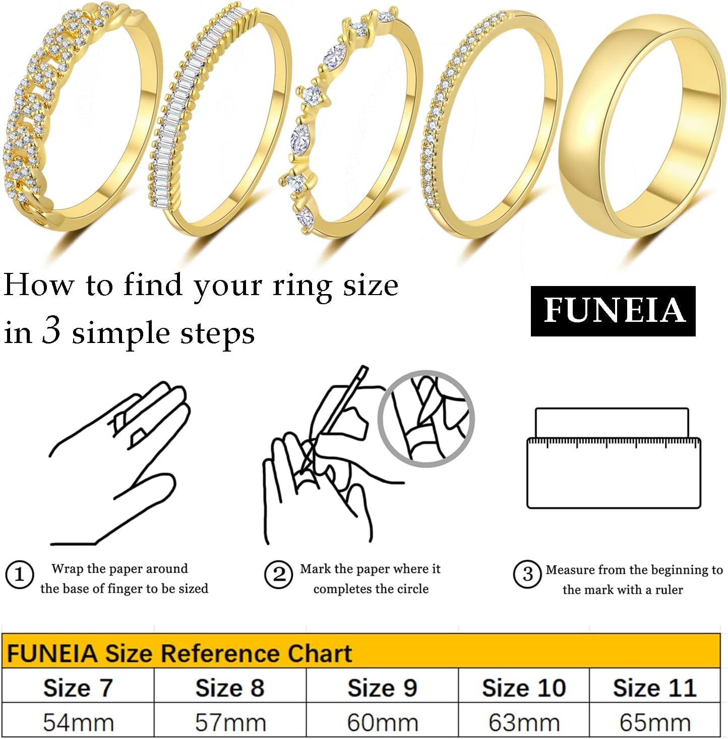 Stackable Gold Rings for Women Non Tarnish Trendy Dainty 14K Gold Plated Stacking Cubic Zirconia Thumb Ring Set Pack Statement Chunky Band Rings Promise Engagement Rings Size 7 8 9 10 11