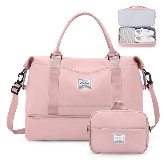 Weekender Travel Bag for Women - Overnight Carry-On Duffel with Shoe Compartment, Personal Item Tote & Matching Toiletry Bag, Gym Bag