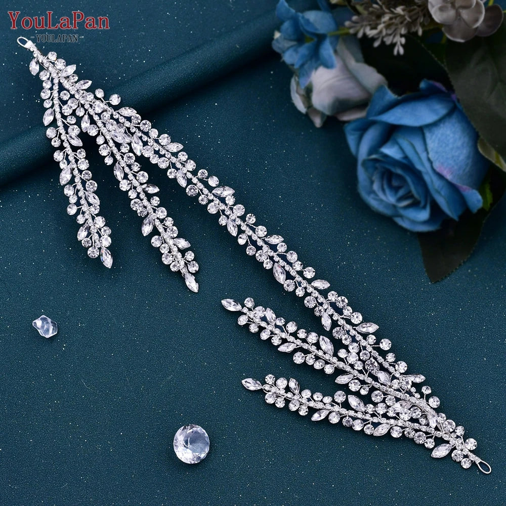 Rhinestone Bohemian Bridal Headband – Crystal Wedding Hair Accessories & Tiara Headpiece for Brides & Women