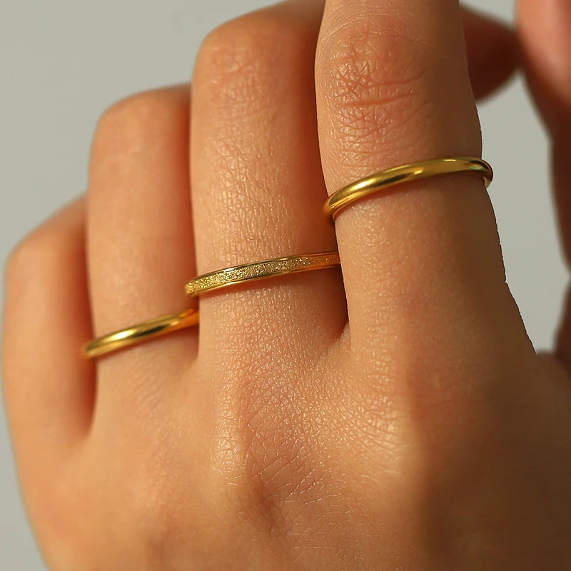Tarnish-Free Dainty Gold Rings for Women-18k Gold Plated Stainless Steel Knuckle Rings, Waterproof Minimalist Stackable Jewelry