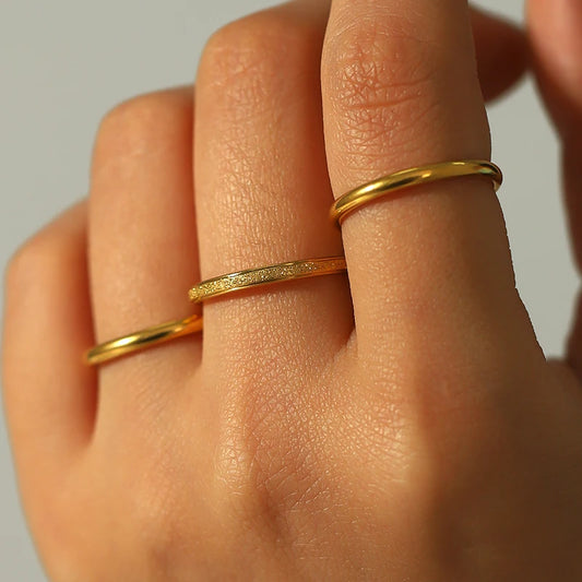 Tarnish-Free Dainty Gold Rings for Women-18k Gold Plated Stainless Steel Knuckle Rings, Waterproof Minimalist Stackable Jewelry
