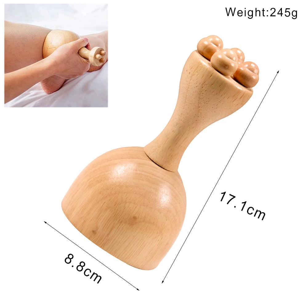 Wood Therapy Massage Tools Set - Wooden Gua Sha Board, Scraper & Massage Roller for Cellulite, Lymphatic Drainage & Muscle Relief
