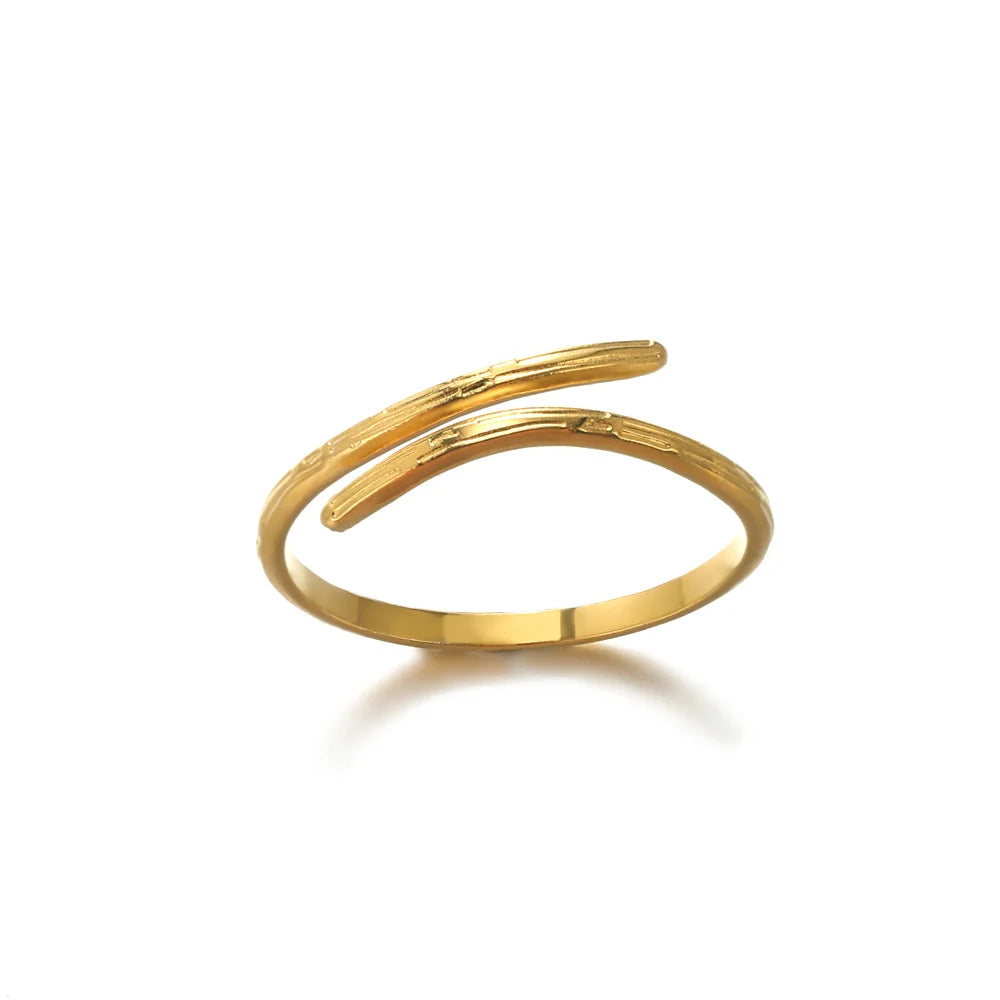 316L Stainless Steel Geometric Open Ring for Women - Gold Color, Waterproof & Tarnish-Resistant Vintage Aesthetic Jewelry