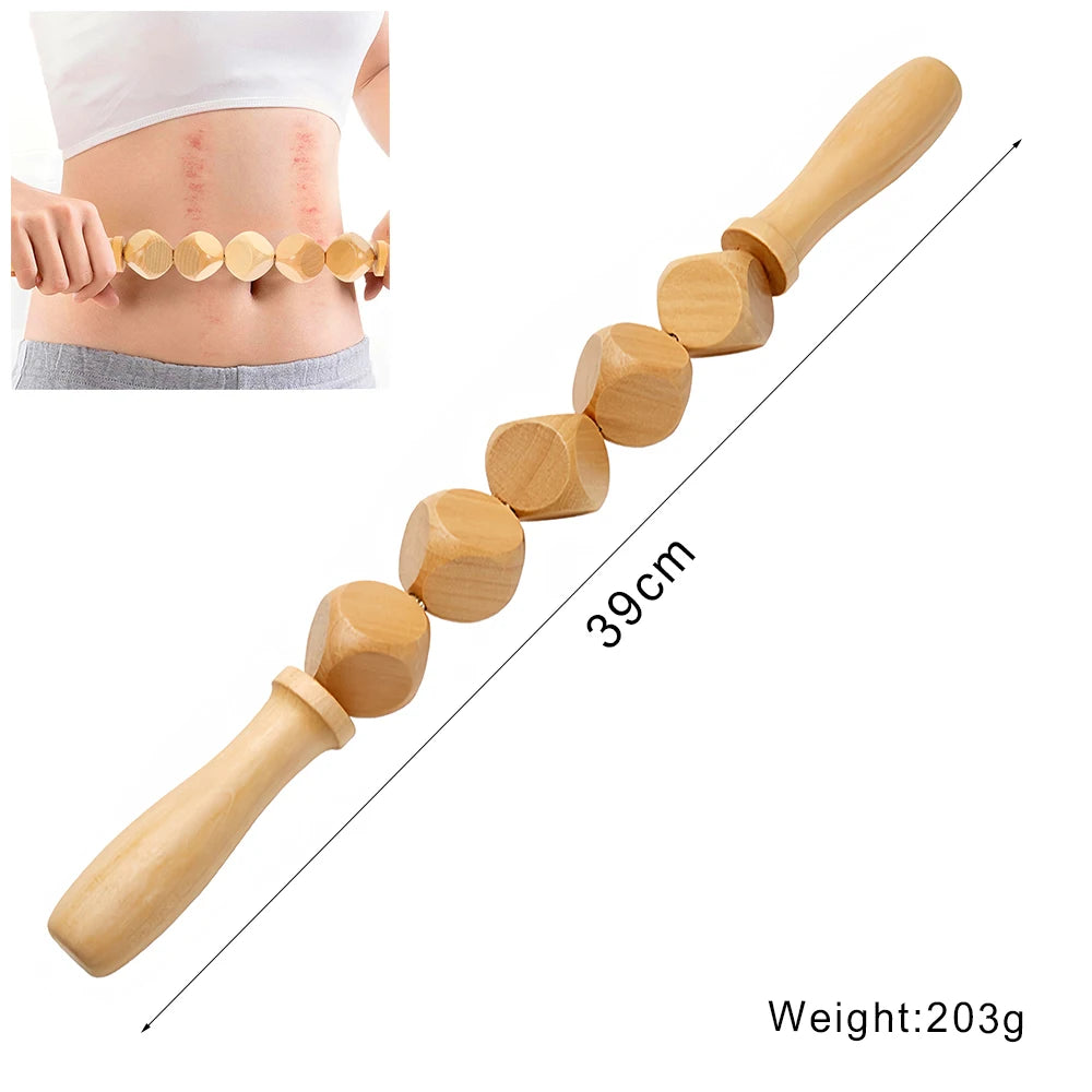 Wood Therapy Massage Tools Set - Wooden Gua Sha Board, Scraper & Massage Roller for Cellulite, Lymphatic Drainage & Muscle Relief
