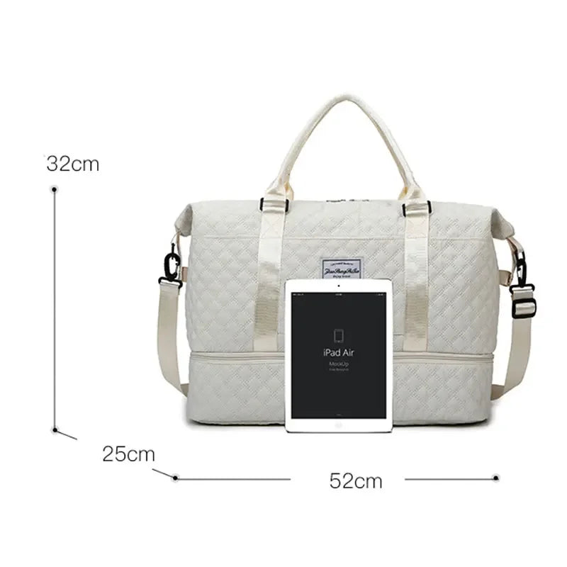 Carry-On Travel Duffle Bag for Women - Large Capacity Weekender Overnight Bag with Shoe Compartment, Sports & Fitness Tote Handbag