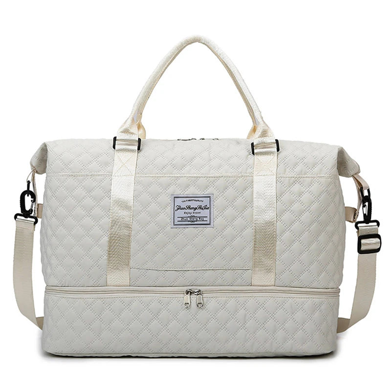 Carry-On Travel Duffle Bag for Women - Large Capacity Weekender Overnight Bag with Shoe Compartment, Sports & Fitness Tote Handbag