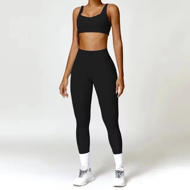 Yoga Set 2PCS Sportswear Legging & Fitness Bra Crop Top Long Sleeve Tracksuit