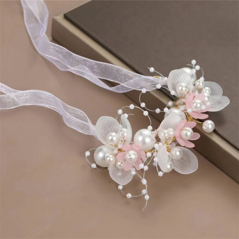 Bohemian Girls Bridal Pearl Hair Headdress Flower Wreath